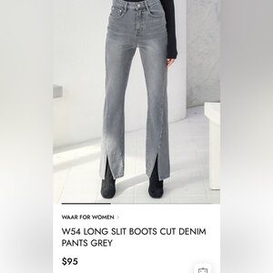 Korean designer gray slit front bootcut jeans
